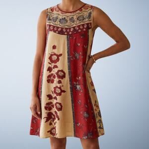 Free People Russian Circles Boho Botanical Sleeveless Shift Mini Dress Red XS